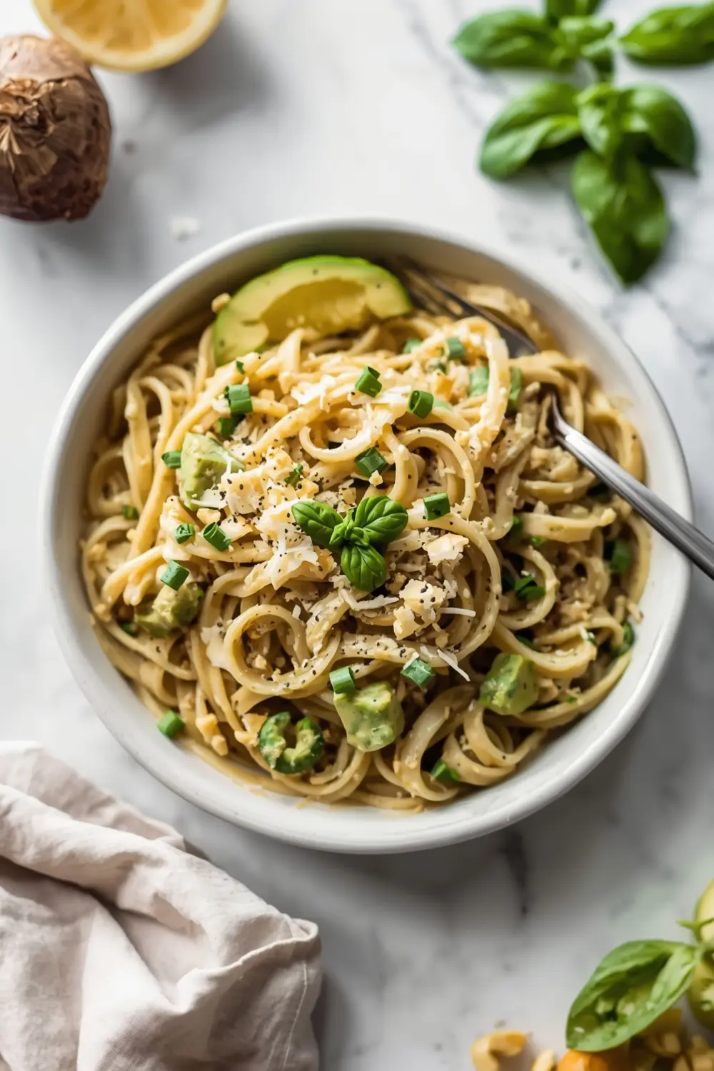 creamy avocado pasta family summer