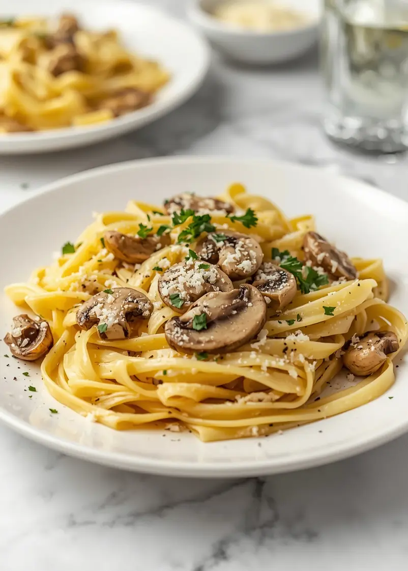 creamy mushroom pasta family summer ready to serve