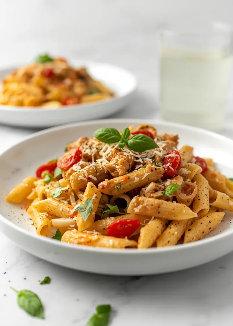 creamy tuscan pasta family summer ready to serve