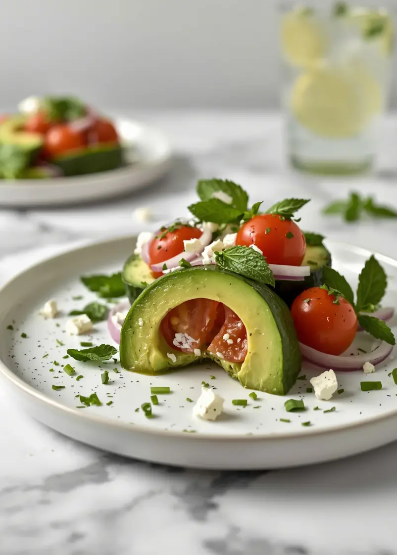 cucumber tomato avocado salad family ready to serve