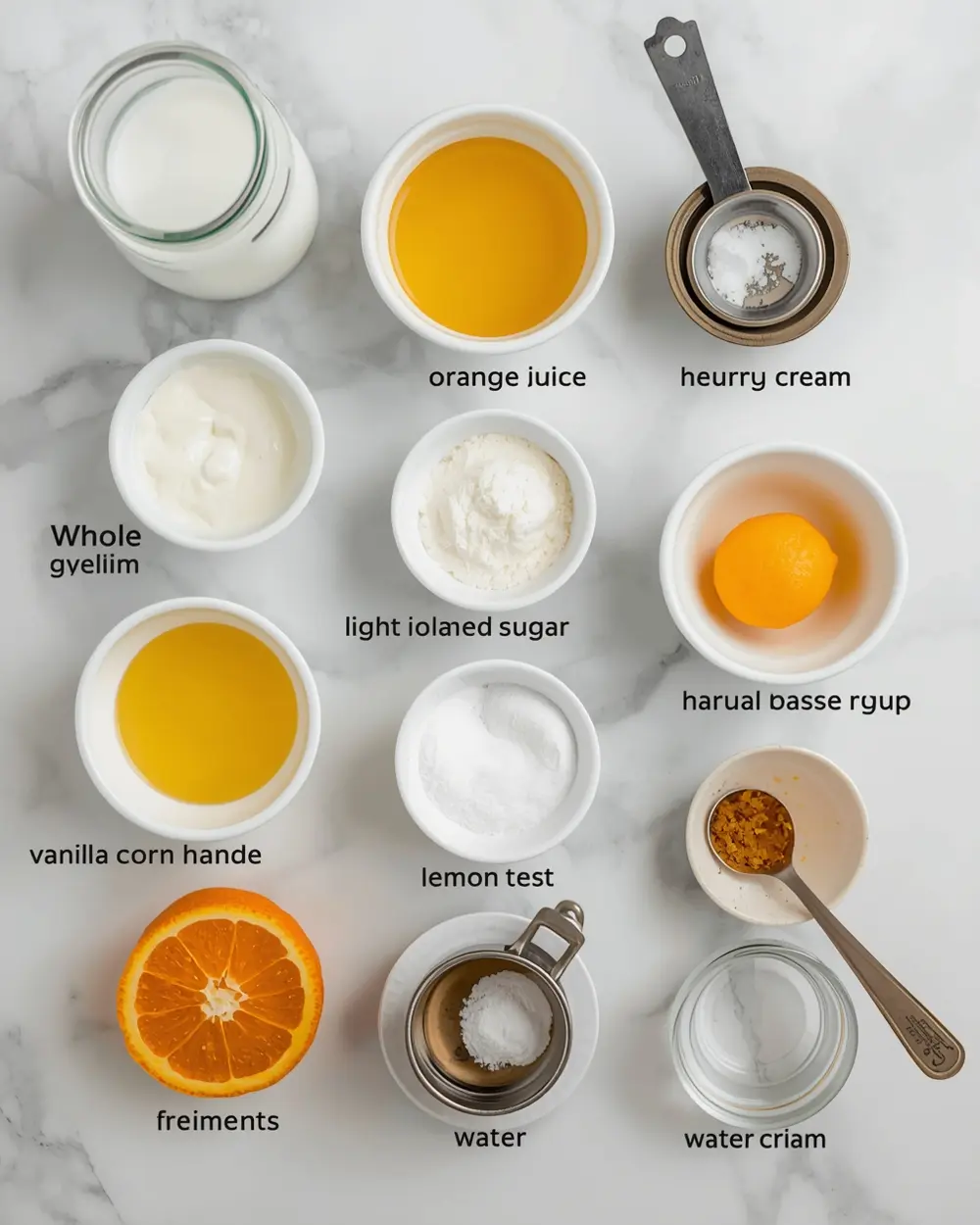 Ingredients for dreamsicle popsicles family summer