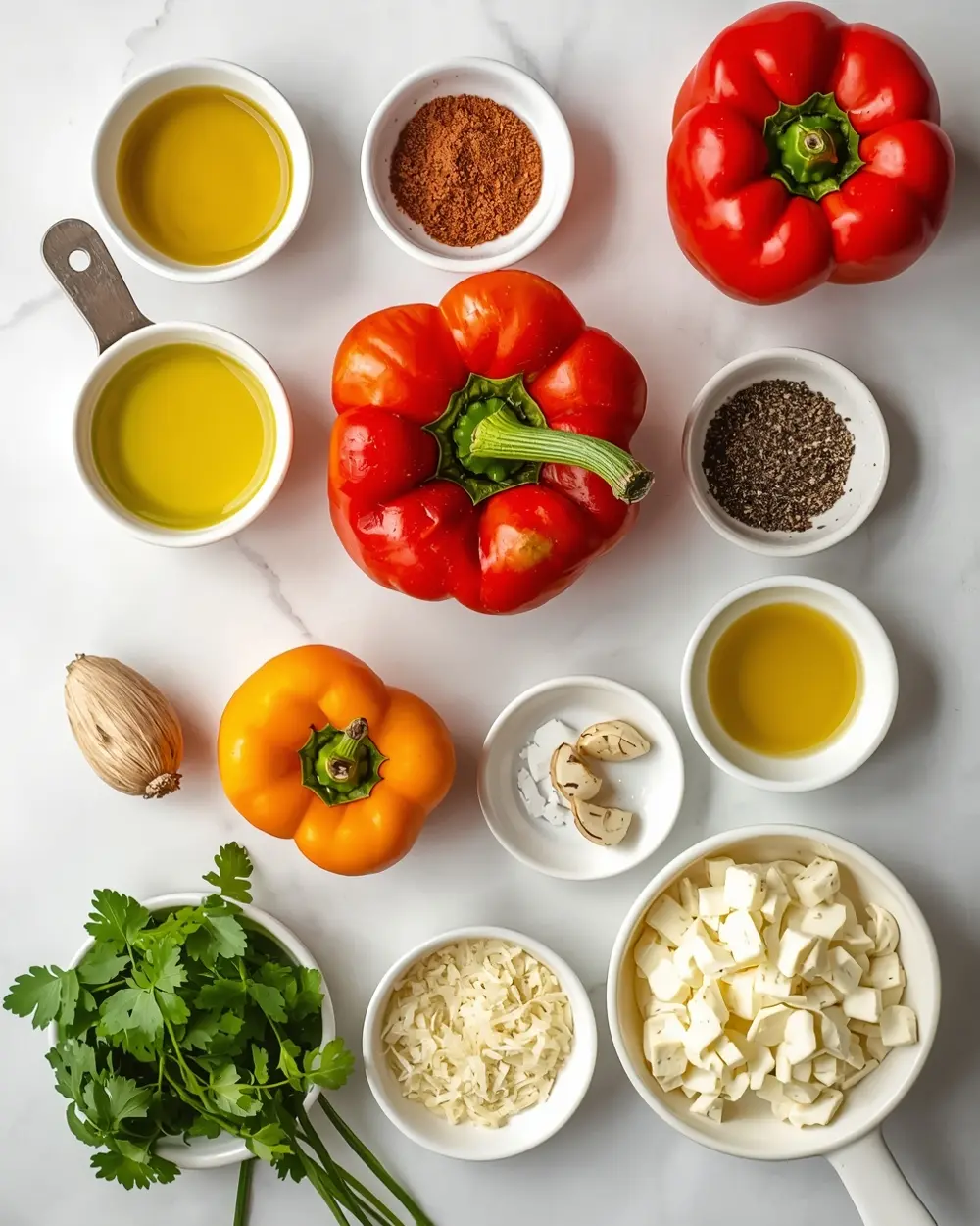 Ingredients for grilled bell peppers family summer