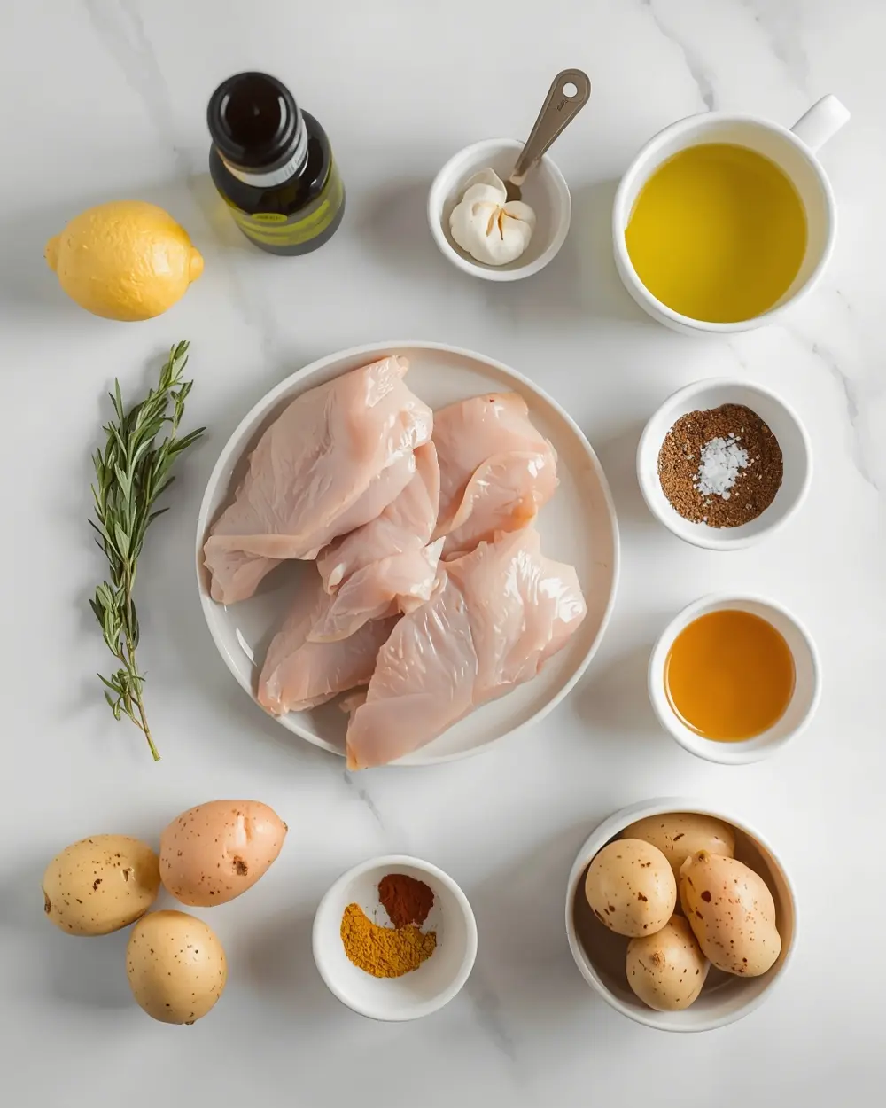 Ingredients for grilled chicken thighs family summer
