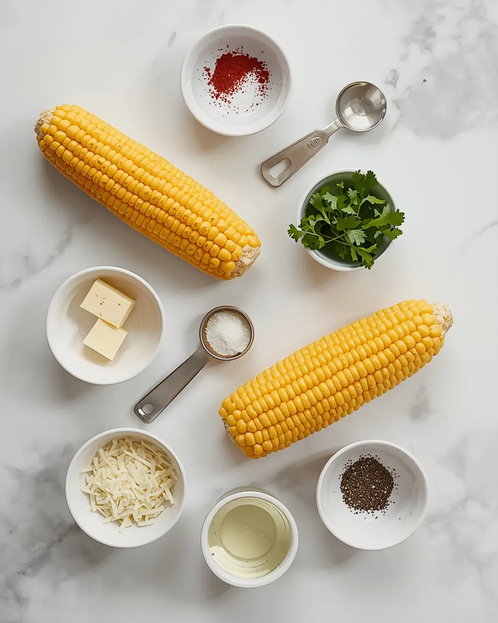 Ingredients for grilled corn on the cob family recipe