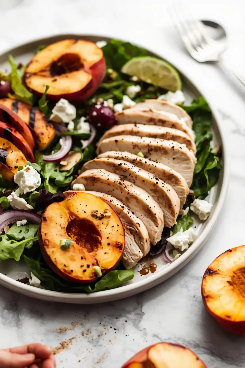 grilled peach salad family summer