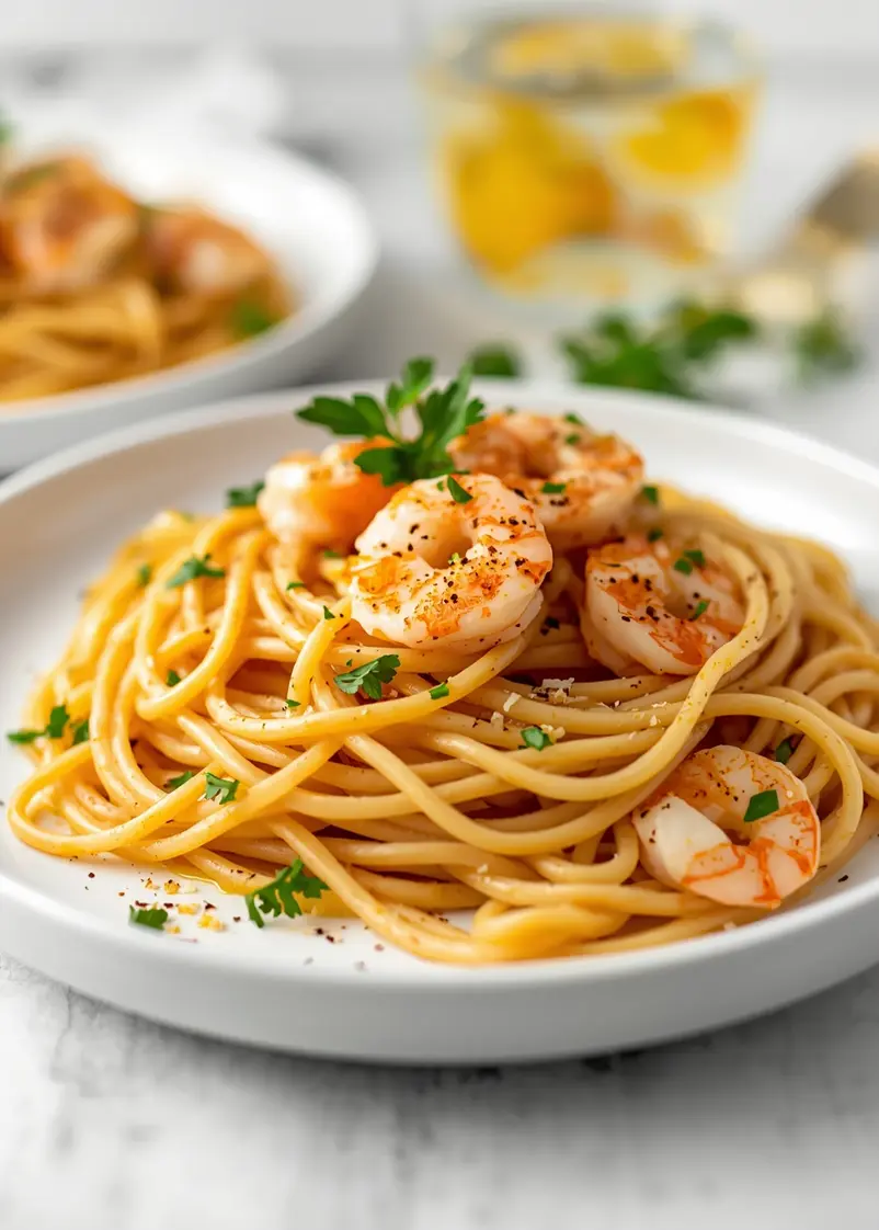 lemon garlic shrimp pasta family summer ready to serve