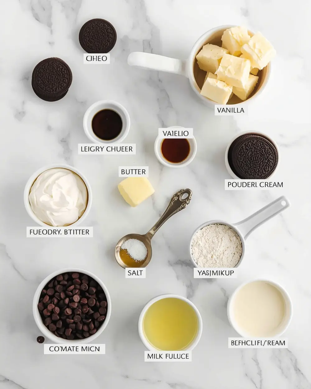 Ingredients for no bake oreo cheesecake family