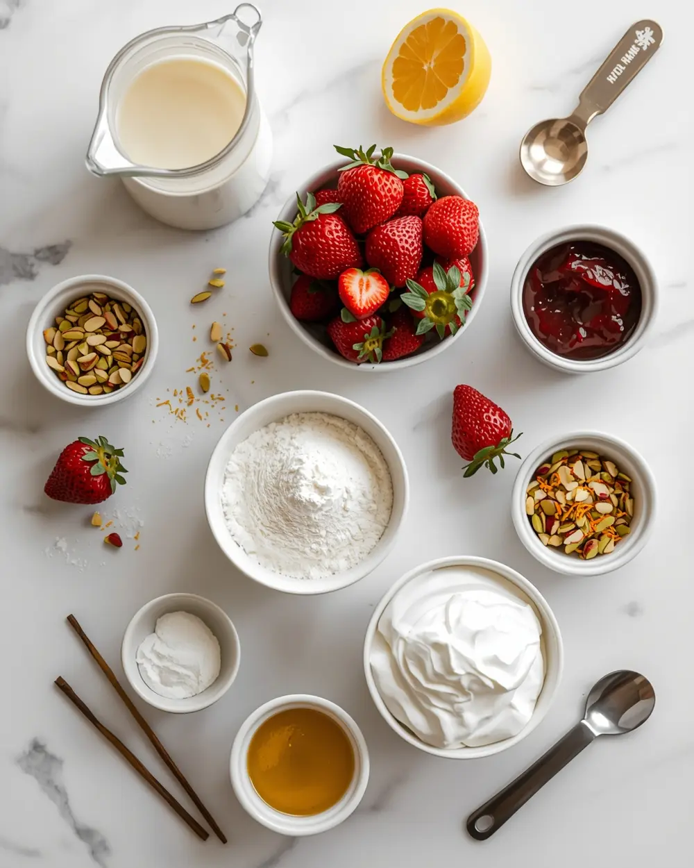 Ingredients for no churn strawberry ice cream family