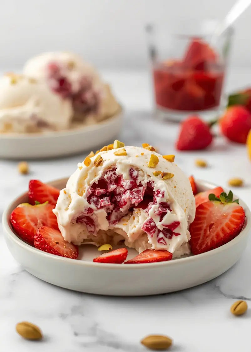 no churn strawberry ice cream family ready to serve