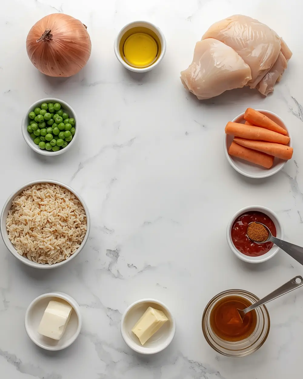 Ingredients for one pan chicken rice family summer