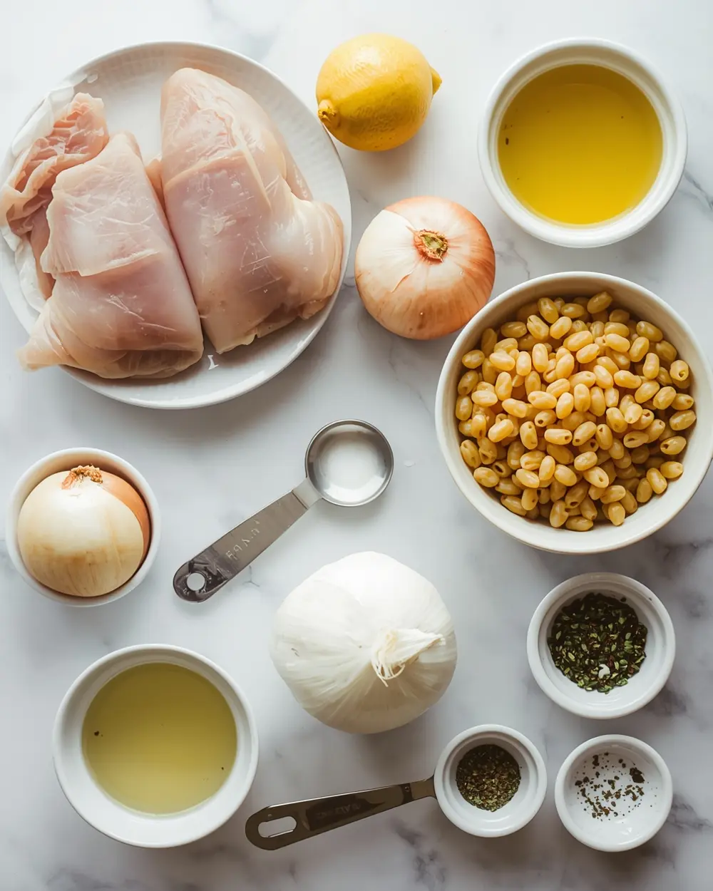 Ingredients for one pan lemon chicken orzo family