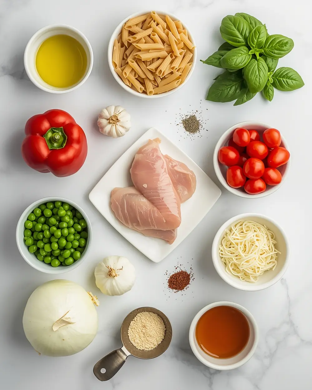Ingredients for one pot pasta family summer