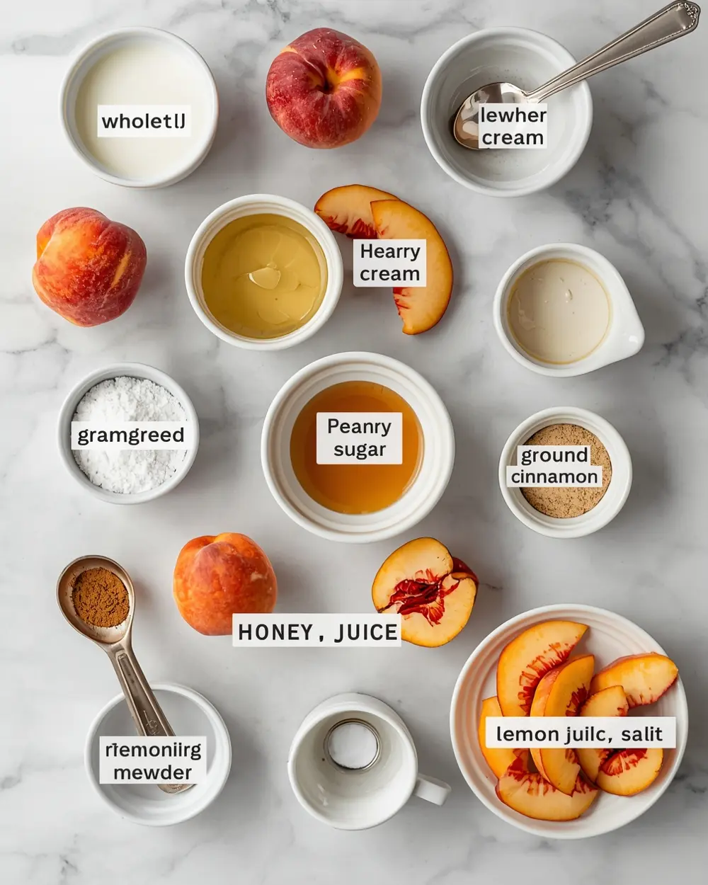 Ingredients for peach cream popsicles family summer