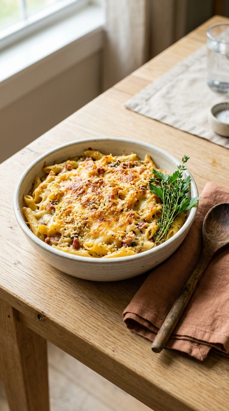 baked mac and cheese family summer ready to serve
