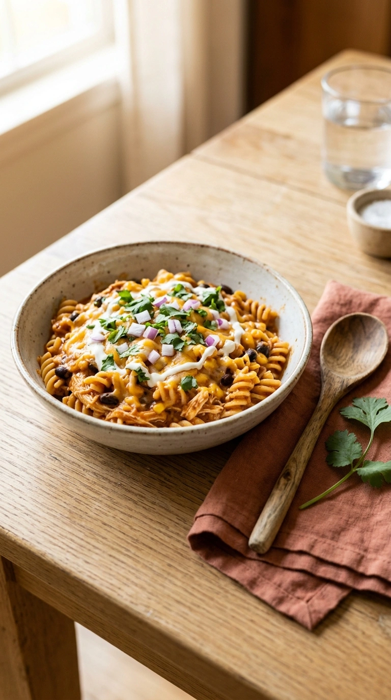chicken enchilada pasta family summer ready to serve