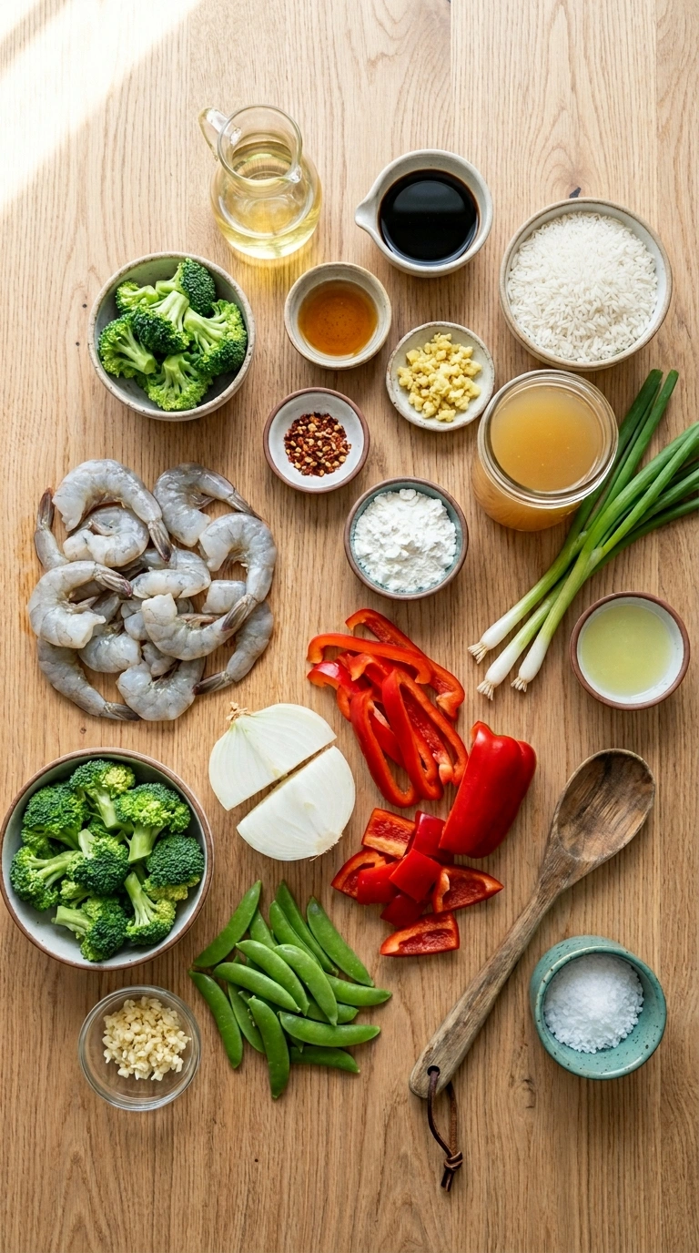Ingredients for 30 minute shrimp stir fry family summer