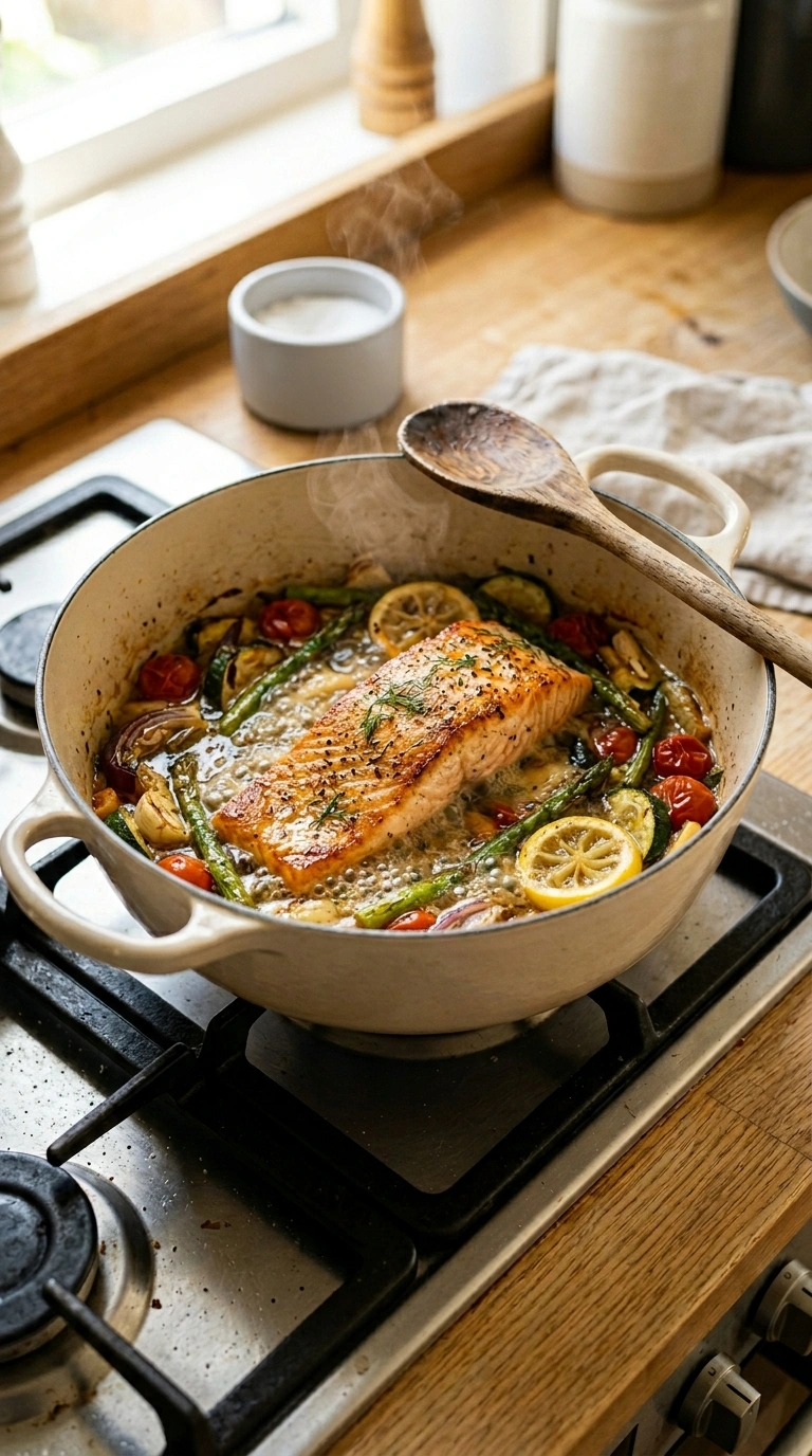 Cooking instructions for sheet pan salmon family summer dinner