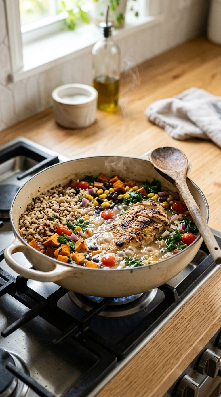 Cooking instructions for summer grain bowl family dinner