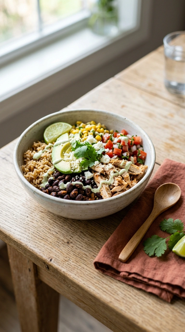 summer burrito bowl family dinner ready to serve