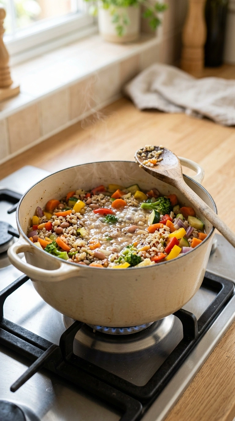Cooking instructions for summer Buddha bowl family dinner
