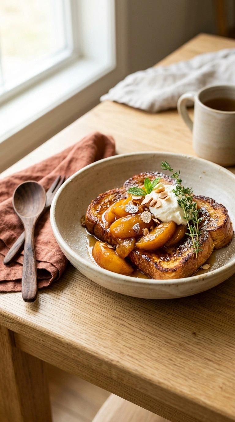 summer peach french toast family ready to serve