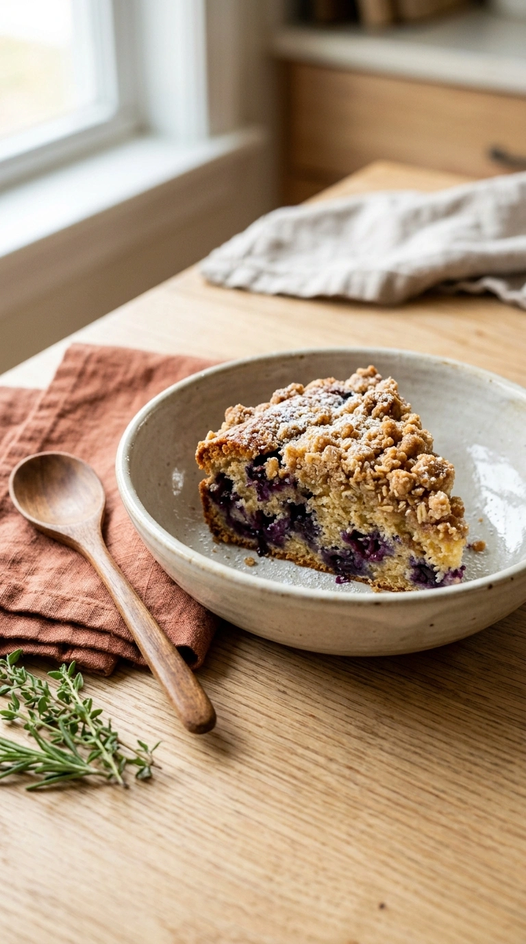 blueberry coffee cake family summer ready to serve