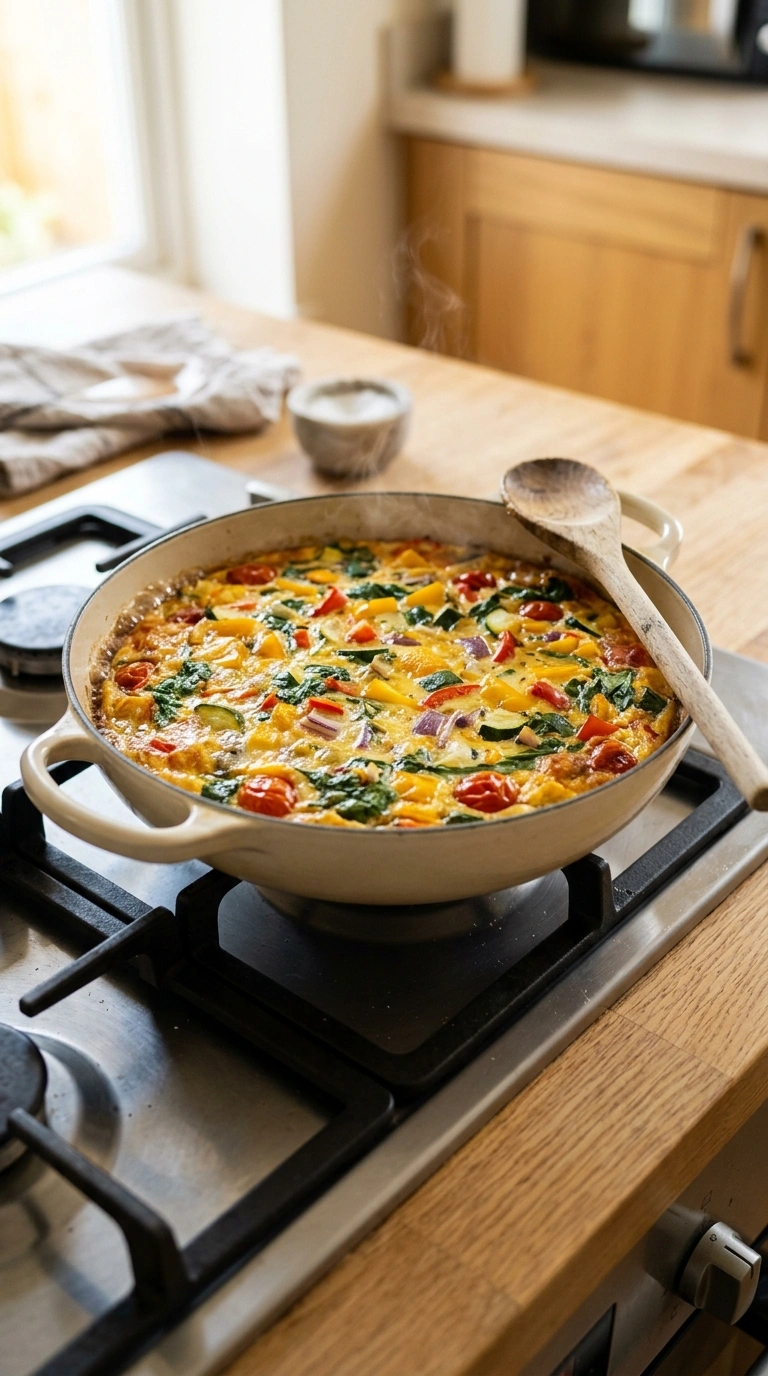 Cooking instructions for summer veggie frittata family