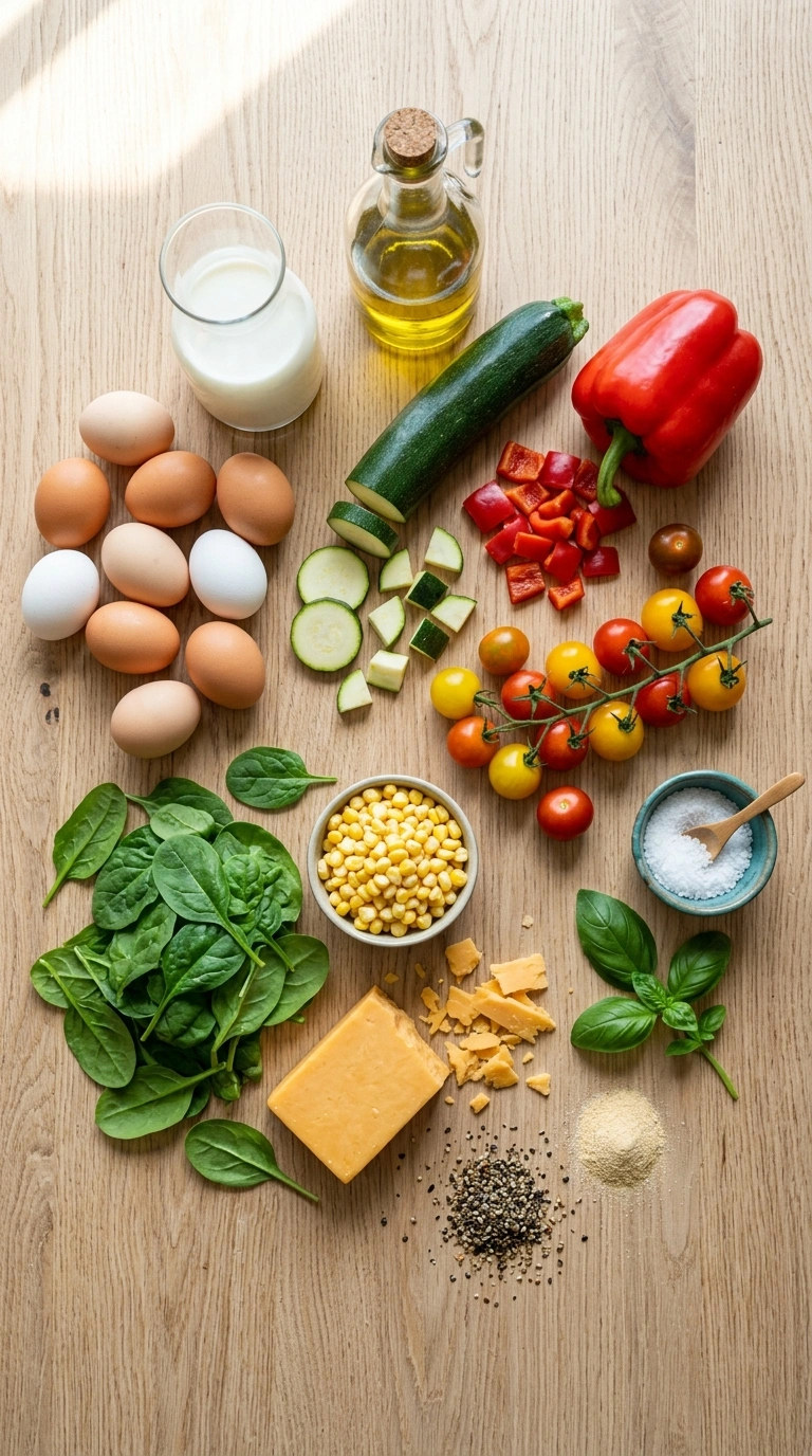 Ingredients for summer veggie frittata family