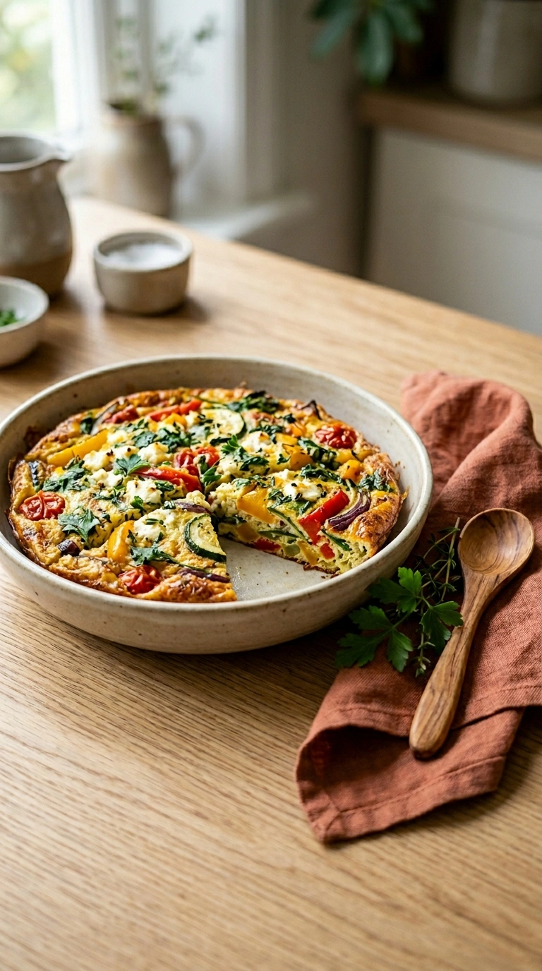 summer veggie frittata family ready to serve