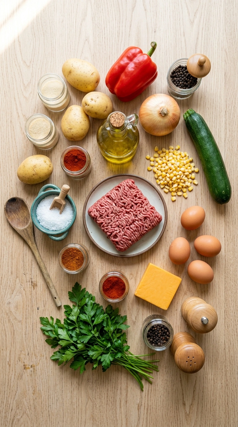Ingredients for summer breakfast hash family
