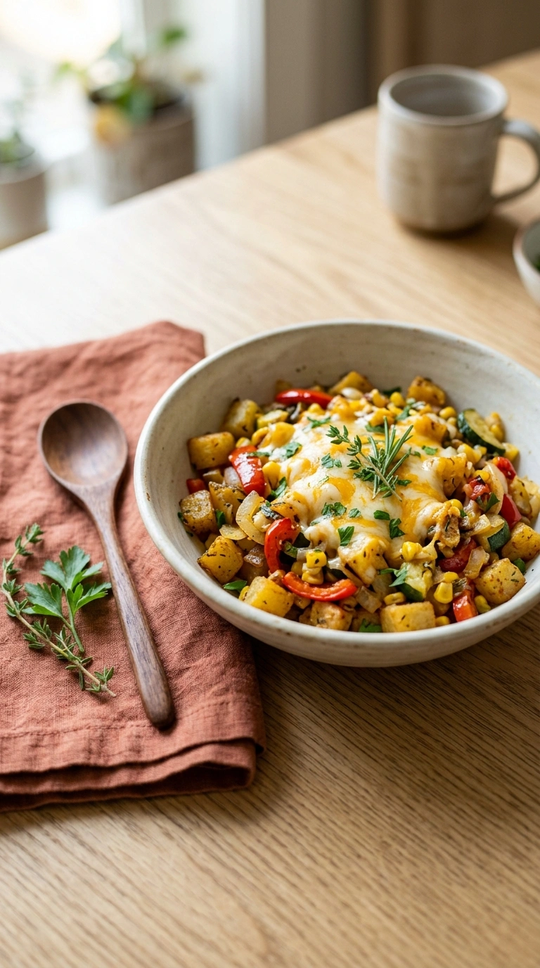 summer breakfast hash family ready to serve