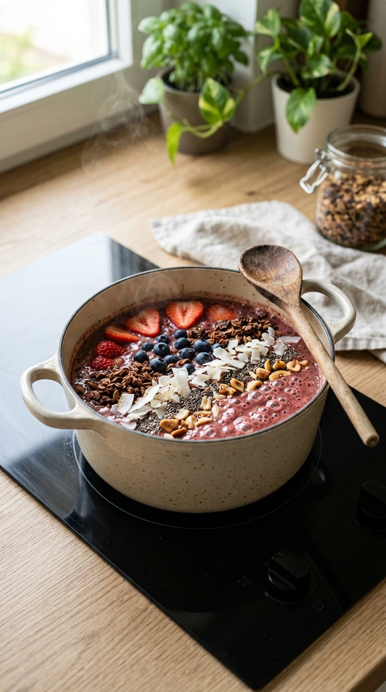 Cooking instructions for summer smoothie bowl family breakfast