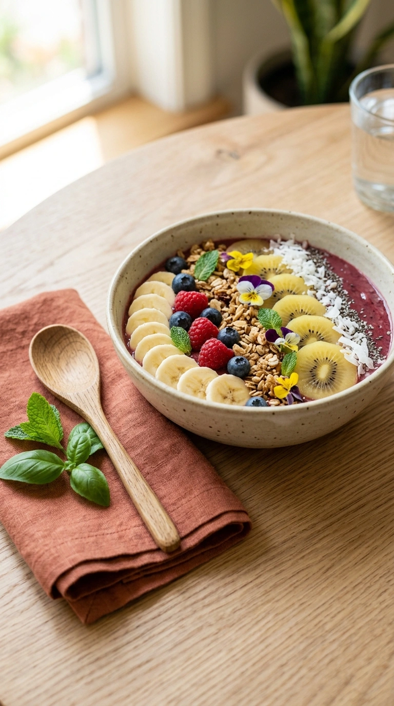 summer smoothie bowl family breakfast ready to serve