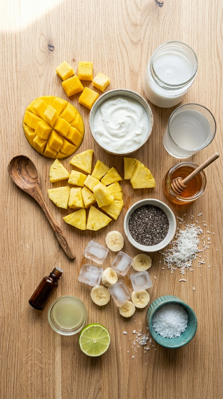 Ingredients for summer tropical smoothie family