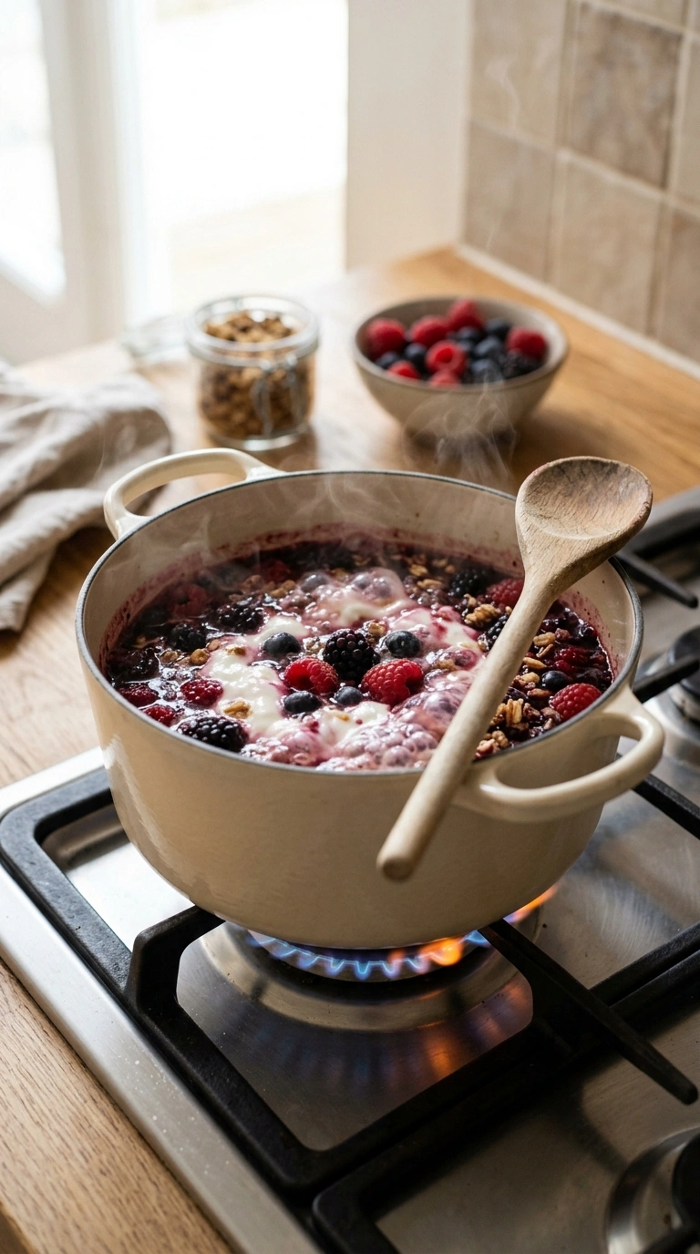 Cooking instructions for summer yogurt parfait family breakfast