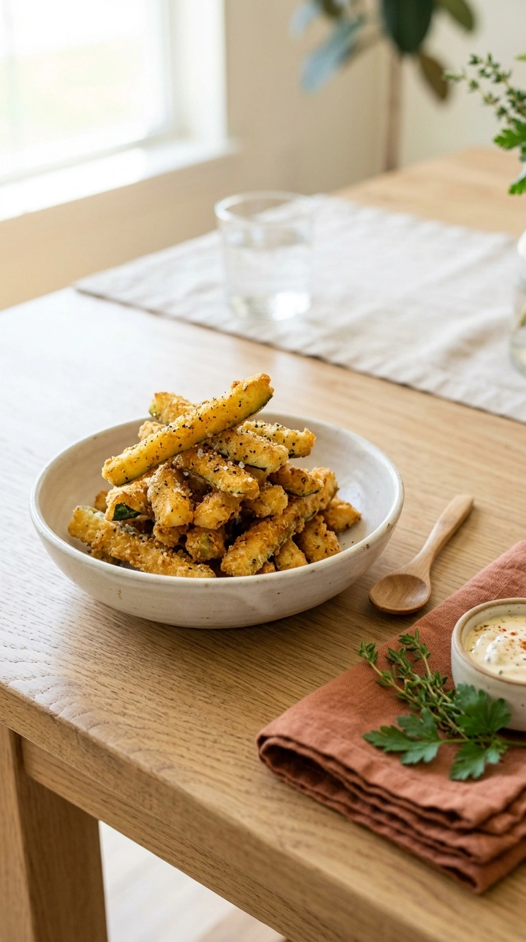 air fryer zucchini fries family summer ready to serve