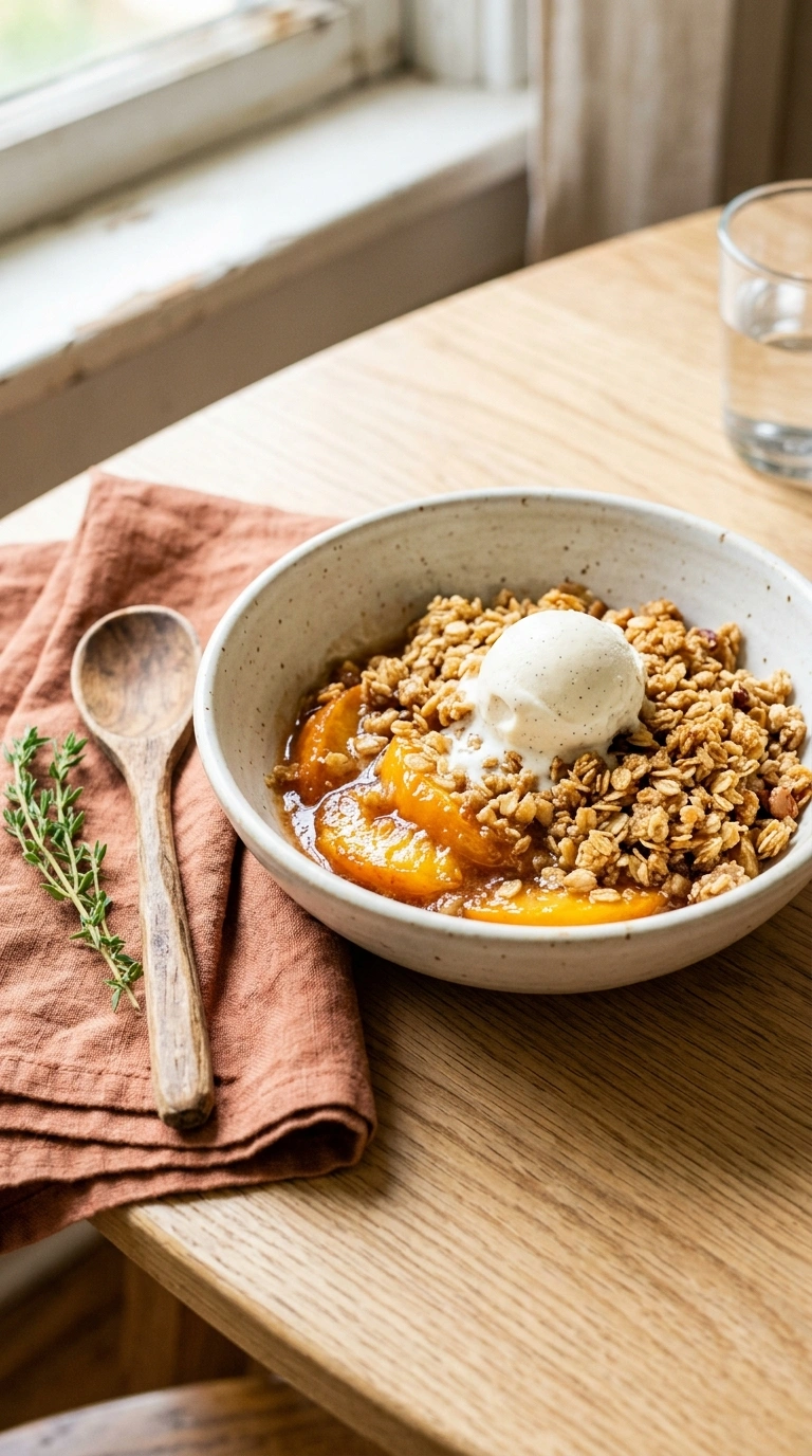 air fryer peach crisp family summer ready to serve
