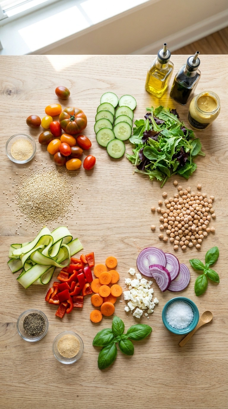 Ingredients for summer meal prep veggie bowls family