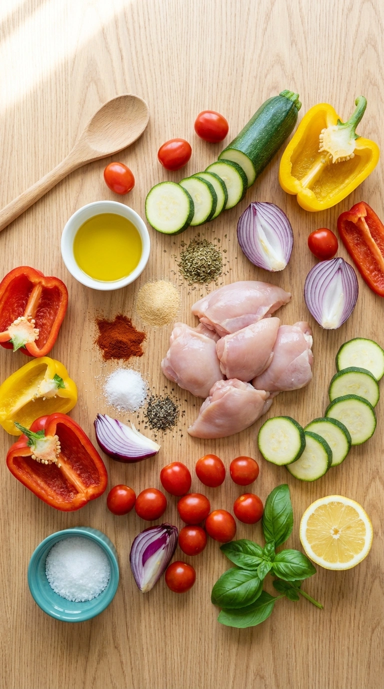 Ingredients for summer budget sheet pan dinner family