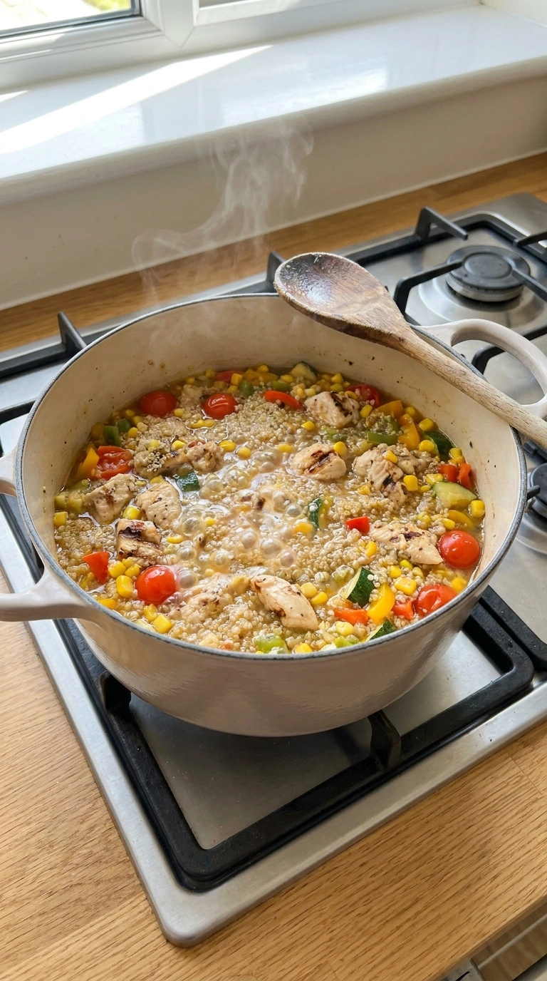 Cooking instructions for healthy summer chicken bowl family