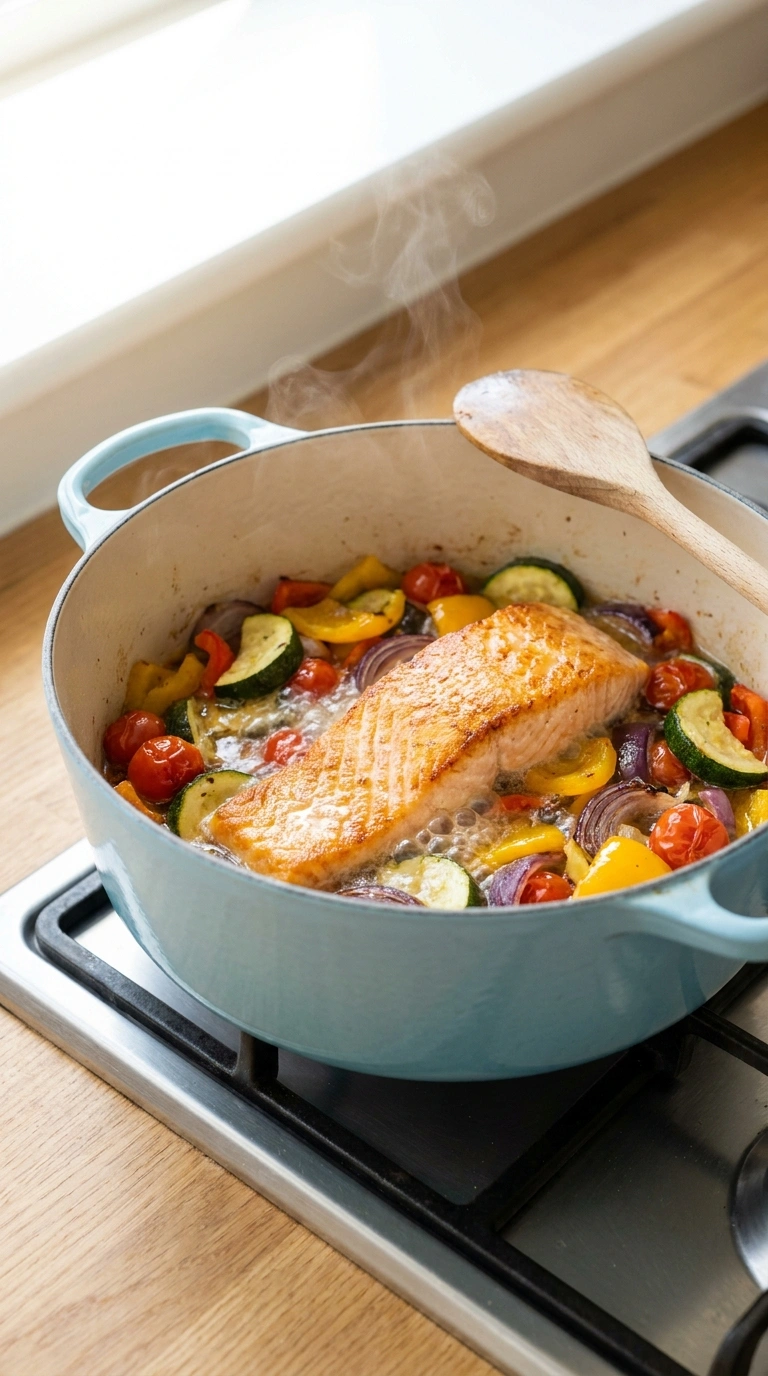 Cooking instructions for healthy summer salmon dinner family