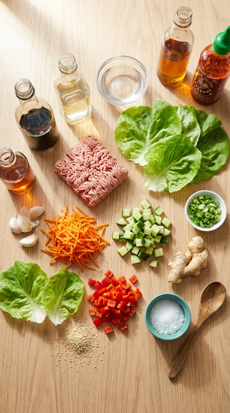 Ingredients for healthy summer turkey lettuce wraps family