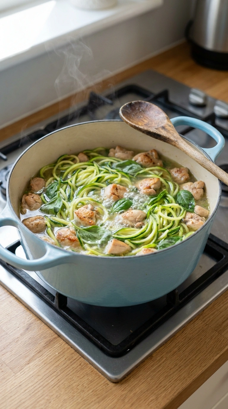 Cooking instructions for healthy summer zucchini noodles family