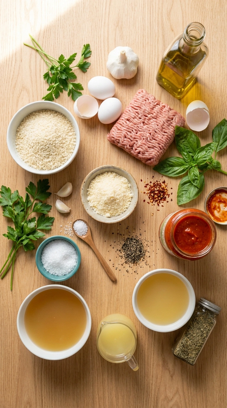 Ingredients for healthy summer turkey meatballs family