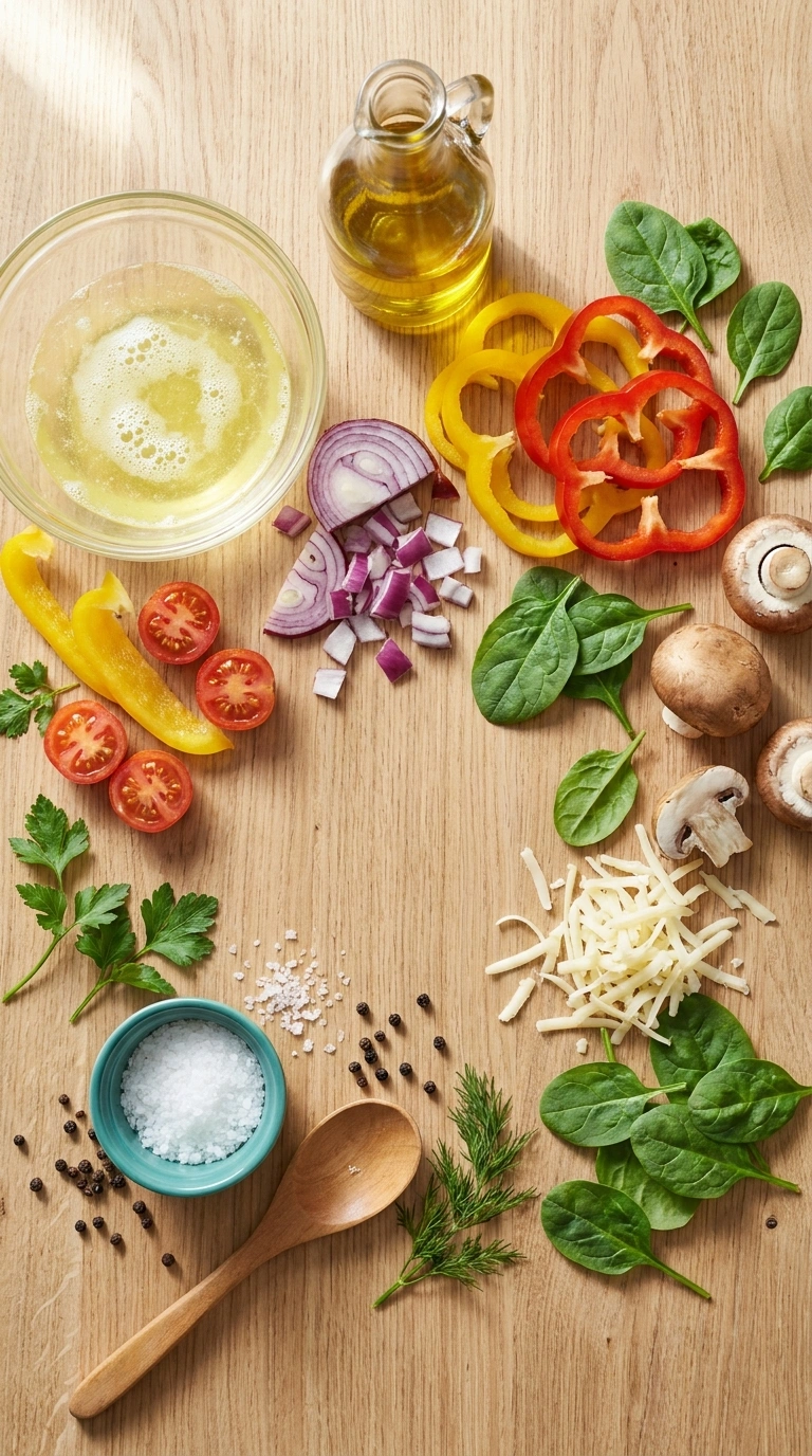 Ingredients for healthy summer egg white omelette family