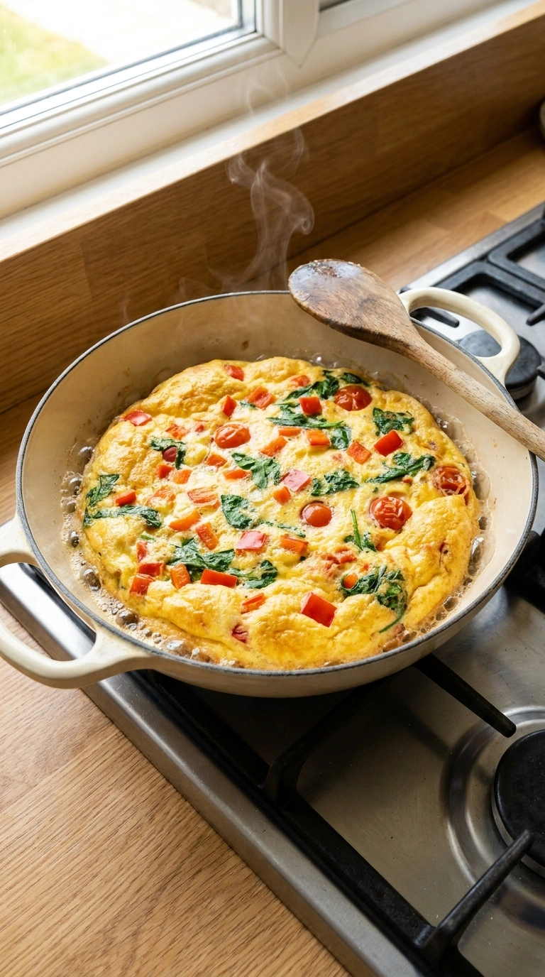 Cooking instructions for healthy summer egg white omelette family