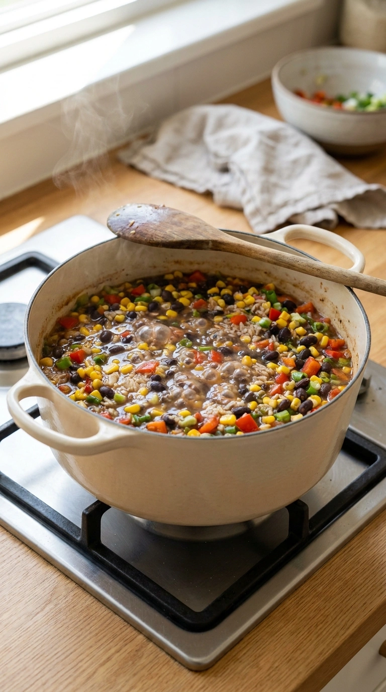 Cooking instructions for healthy summer black bean bowls family