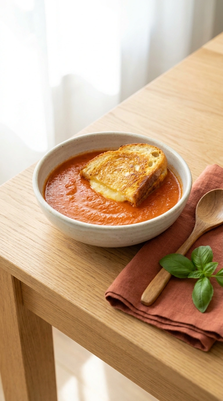 summer tomato soup family ready to serve