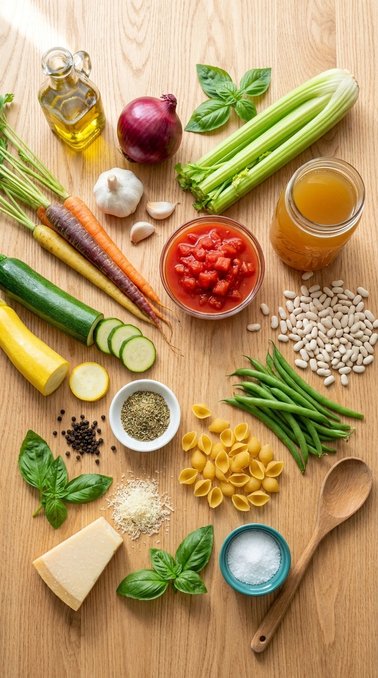 Ingredients for summer minestrone soup family