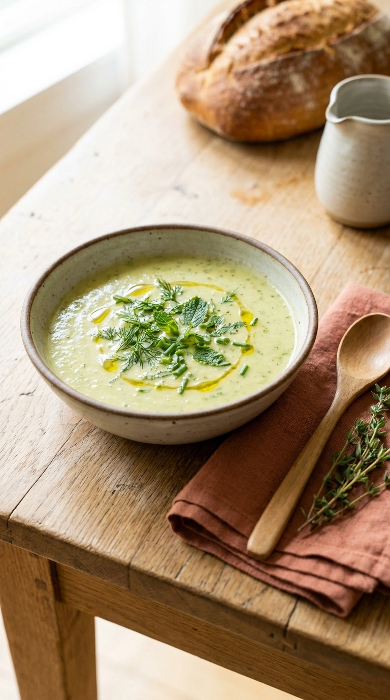 summer zucchini soup family ready to serve